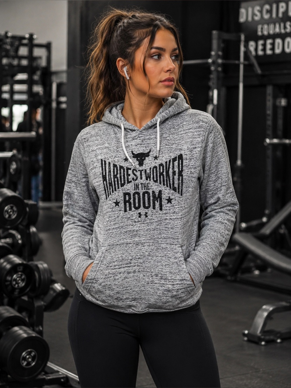 LG Heather Gray Pullover Hoodie with Black Graphic